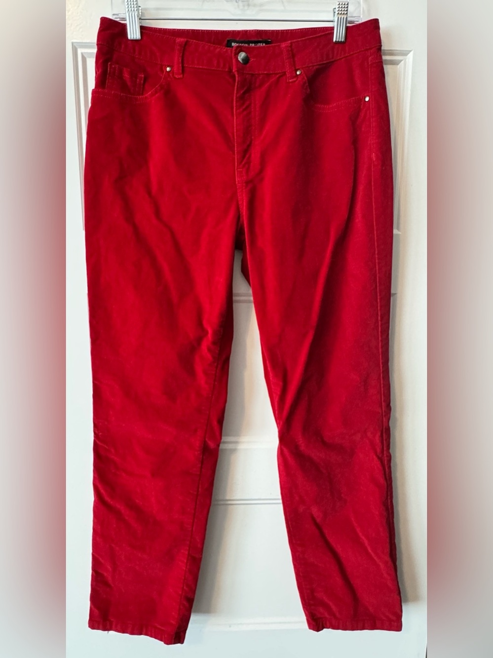 Boston Proper Red Stretch Cotton Velvet Pants Size 12